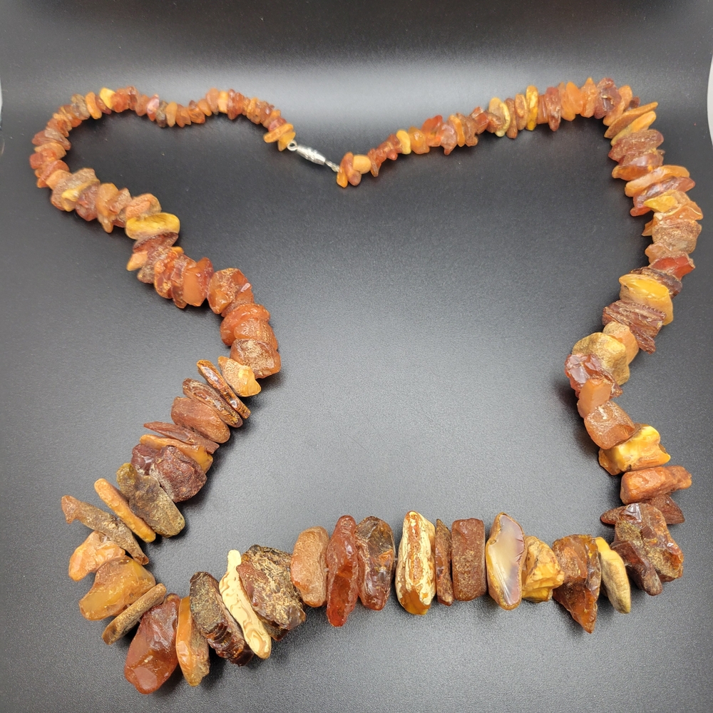 Natural Amber Chip Necklace – Rich Honey Brown